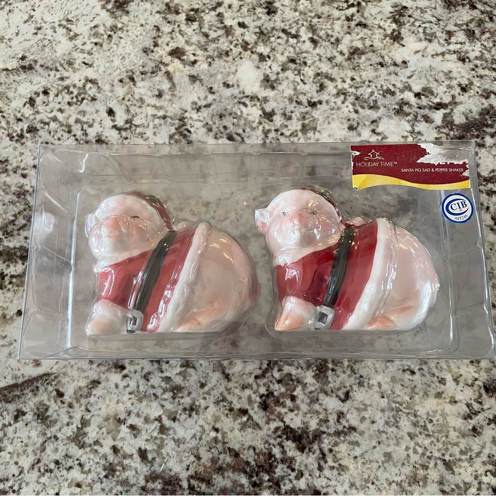 Holiday Time Santa Pig Salt & Pepper Shaker